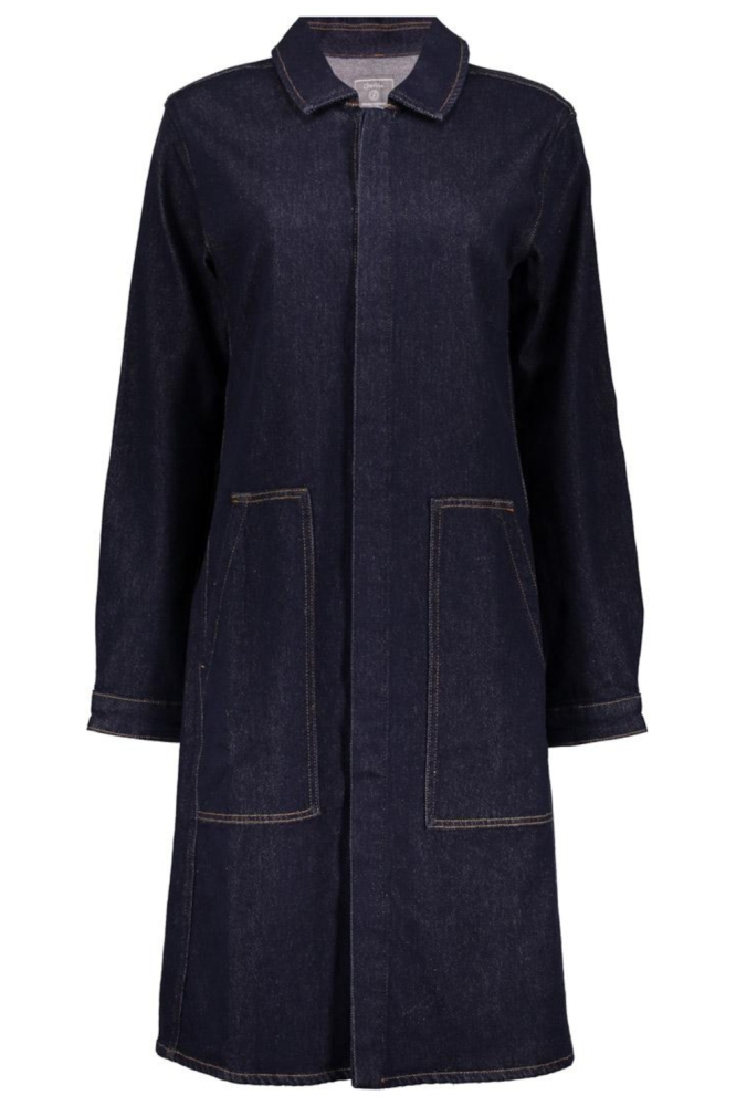 MIDI DENIM JURK MET OPGESTIKTE ZAKKEN 55515 10 DARK BLUE DENIM